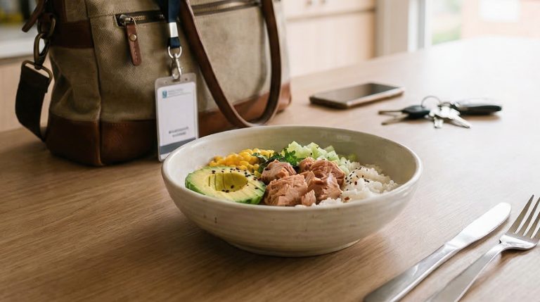 El Almuerzo Salvavidas en 60 Segundos: Bowl Fresco de Rico Arroz y Atún.